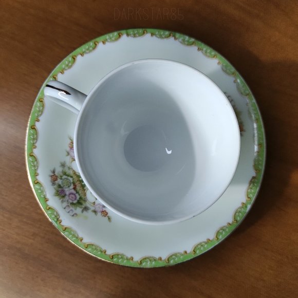 Vintage Cherry China Occupied Japan Floral Demitasse Teacup and Saucer - Picture 2 of 11